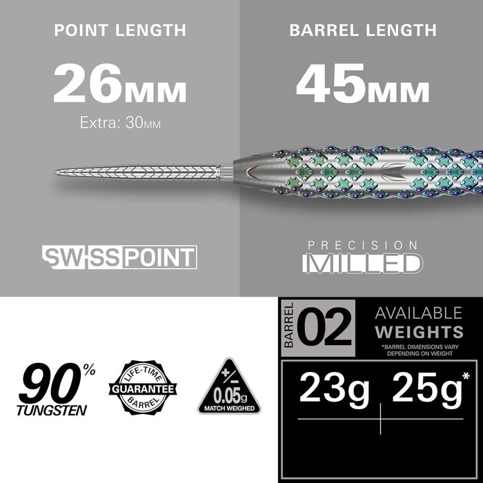 Мішені Rove Swiss Point Steeldarts 90 зелений/срібло, 22-25G