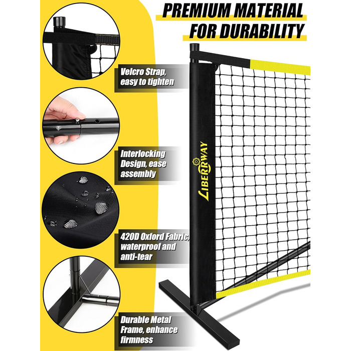 Портативна сітка для піклболу Pickleball Nets Портативна сітка для регулювання на відкритому повітрі 22 фути Pickleball Сітка для під'їзної доріжки Портативна система сіток для тренувань Pickleball