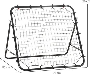 Футбольний ребаундер HOMCOM Регульований, 96x80x96 см, чорний