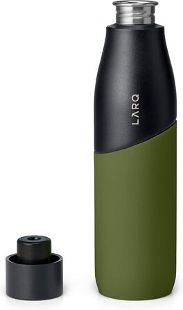 Пляшка LARQ Bottle Movement PureVis 950 мл — легка самочищувальна неізольована пляшка з нержавіючої сталі з UV-стерилізатором для води, багаторазова, для подорожей, чорна/сосна