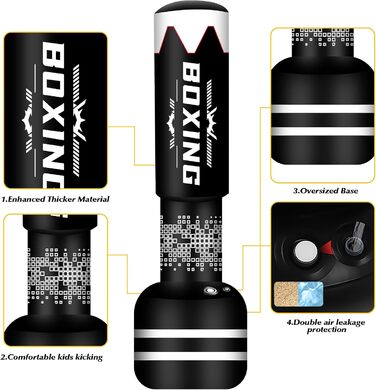 Боксерська груша стоячи для дорослих - 180 см важка окремо стояча боксерська груша - Мішки з піском Надувна боксерська груша для тренувань ММА Муай Тай (гантель потрійна ігрова боксерська груша A