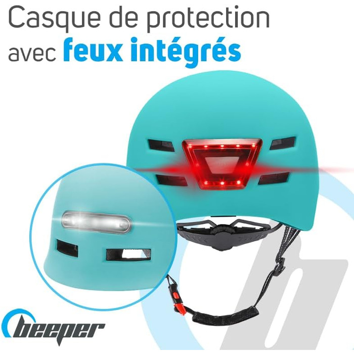 Шолом BEEPER ME135S-B для підлітків, синій, S, з інтегрованим підсвічуванням, унісекс