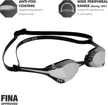 Окуляри TYR Unisex Tracer X Elite Racing Goggle Tracer X Elite Racing (ALL, Smk/Black.)