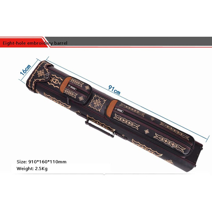 Жорсткий чохол YXYOL для більярдного кия, овальний, сумка для перенесення, сумка для більярдного кия, сумка для перенесення більярдних палиць, ствол на 6/8 отворів з дев'ятьма кулями, ударостійкий і водонепроникний, 910 * 160 * 110 мм