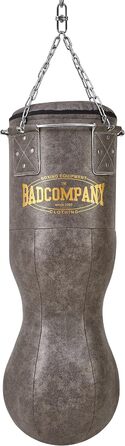 Боксерська груша Bad Company Vintage Jab & Hook у формі арахісу, включаючи надміцний чотириточковий сталевий ланцюг і металеве кільце i боксерська груша зі штучної шкіри 100 x 35 см з наповненням або без наповнення