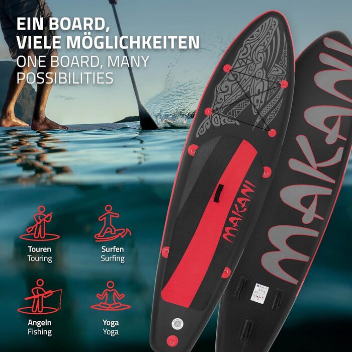 Надувна SUP-дошка ECD Germany 305-380 см, до 150 кг, комплект із веслом, сидінням-каяком і сумкою, різні моделі