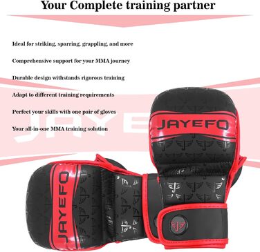 MMA рукавички Jayefo з відкритою долонею для спарингу та греплінгу, універсальні для чоловіків і жінок, підтримка зап'ястя, для MMA, боксу, муай-тай, кікбоксингу