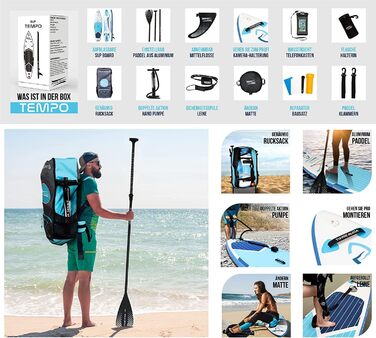 Надувна дошка для падде Aqua Spirit SUP 2024 320x815см/457x915см Комплектація з веслом, рюкзаком, насосом та іншими аксесуарами Дорослі початківці/експерти Гарантія 2 роки (синій 320см)