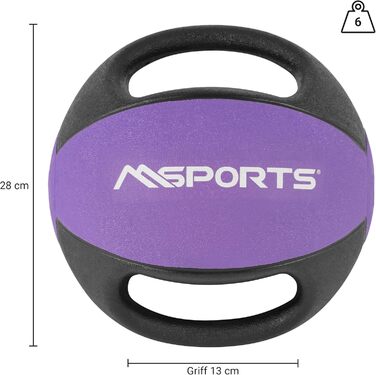 М'яч MSPORTS Med Ball Premium з ручками 1-10 кг (6 кг - фіолетовий)