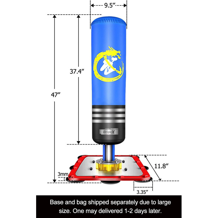 Боксерська груша Dripex Дитяча окремо стояча боксерська груша Партнер з боксу Боксерський тренер (синя)