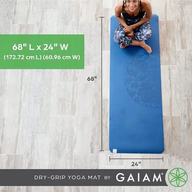 Килимок для йоги Gaiam Sol сухий хват для гарячої йоги 68'x24'x5мм фіолетовий