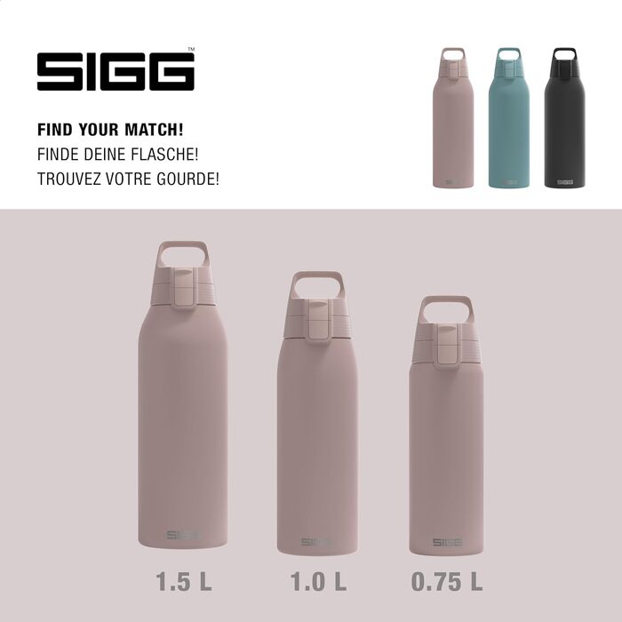 SIGG Бутилка з нержавіючої сталі Shield ONE для газованих напоїв, герметична, легка, BPA-free, 0,75/1 л
