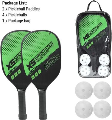 Набір Lixada Pickleball 2 весла, 4 м'ячі для приміщення/вулиці