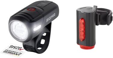 SIGMA Aura 45 – велосипедна LED фара 45 Люкс, передня, з акумулятором, 3 режими, водостійка, StVZO, заряджається через USB