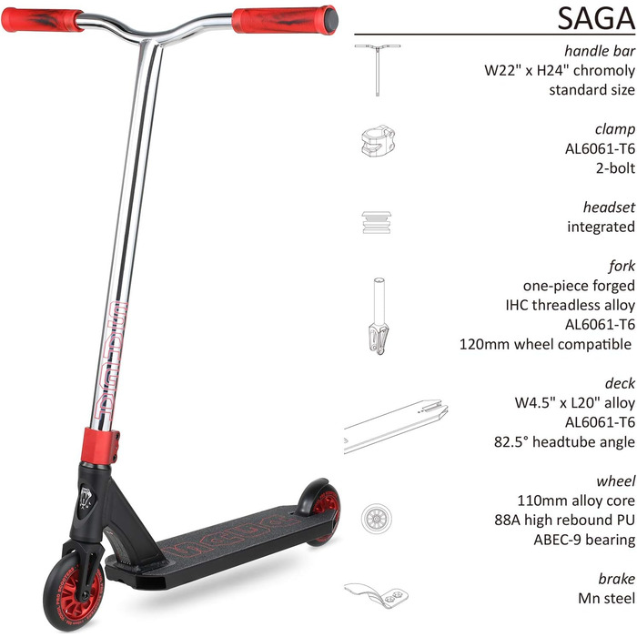 Трюковий самокат VOKUL Saga Pro Scooter, ідеально підходить для райдерів середнього рівня та просунутий фрістайл-трюковий самокат для підлітків