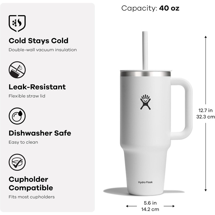 Термокружка Hydro Flask 1180 мл, нерж. сталь, вакуум, солом'яна кришка