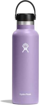 Термос-бутилка HYDRO FLASK Standard Mouth 621 мл із нержавіючої сталі, ізольована спортивна пляшка з герметичною кришкою Flex та ремінцем, придатна для посудомийної машини, Moonshadow