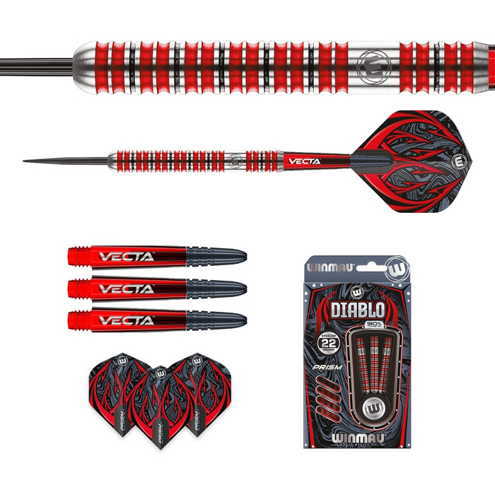 Вольфрамові дротики WINMAU Diablo Professional, сталевий наконечник, 22 г