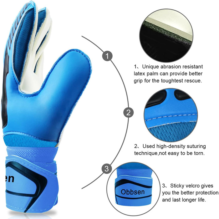 Рукавички воротарські Юніор Fingersave Super-Grip Сині, розмір 7