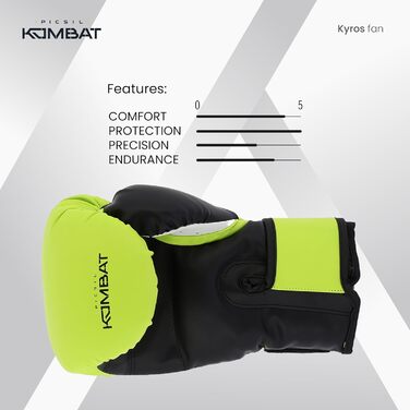 Боксерські рукавички Picsil Kombat Kyros 10oz, для тренувань і боїв з Муай Тай, ММА, кікбоксингу, унісекс, Citrus