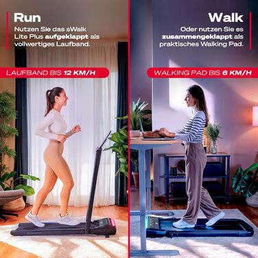Бігова доріжка Sportstech sWalk Lite/Plus для дому, компактна, з ручним нахилом, до 12 км/год, LED, додаток, пульт