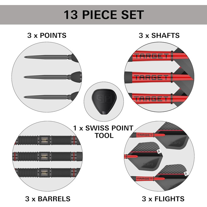 Дротик Приціл Swiss Point Steeldarts 90 Вольфрамові 22G