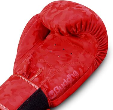 Боксерські рукавички BUDDHA FIGHT WEAR 10oz для Муай Тай та кікбоксингу, штучна шкіра, антимікробна підкладка, посилені шви, дизайн 'Червона армія', Таїланд