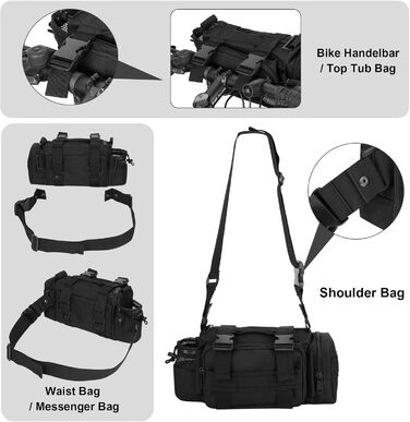 Велосипедна сумка BraveHawk OUTDOORS на кермо, тактична поясна сумка з водостійкого нейлону 900D, багатофункціональна, міцна, MOLLE, для велосипеда та туризму, велика