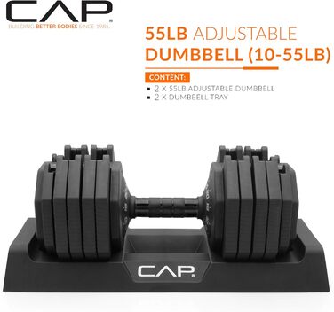 Регульована гантель CAP Barbell ADJUSTABELL, 5,7/11,3/25 кг, одна або пара