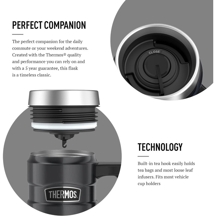 Термокружка Thermos Stainless King 470 мл, метал, Gun Metal