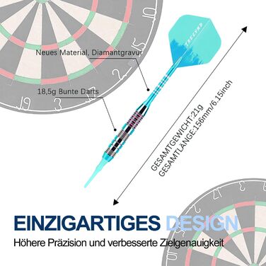 Дротики Trecynd з пластиковим наконечником для електронного дартсу (зелено-сині)