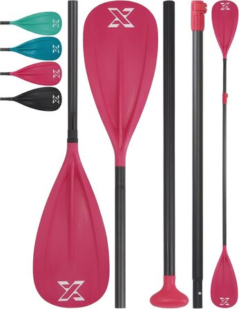 ZLX SUP весло для сапборду, регульоване, 3/4 частини, склопластикова лопать, червоне, подвійне