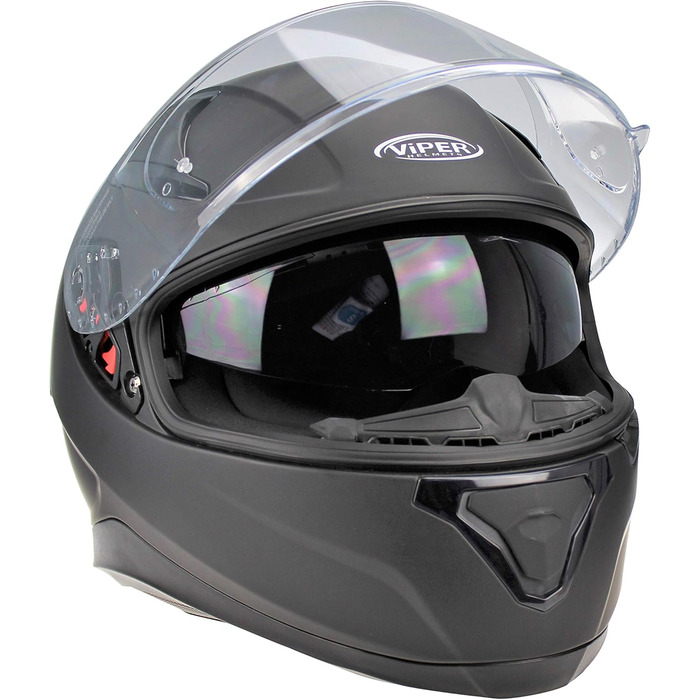 Мотоциклетний шолом ViPER RSV95 повнолицевий, сертифікований ECE ACU, з сонцезахисним візором, для чоловіків і жінок, матовий чорний, розмір L