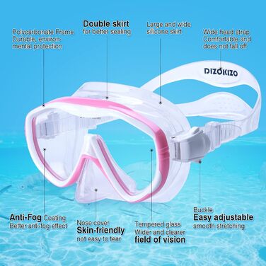 Маска для дайвінгу DIZOKIZO Snorkel Set для дорослих (рожева)