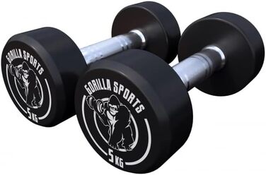 Гантелі GORILLA SPORTS 2-40 кг, гумові, нековзні грипси