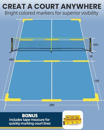 Набір Bltend Pickleball сітка 7,6 м, 8 м'ячів, маркер, сумка, рулетка