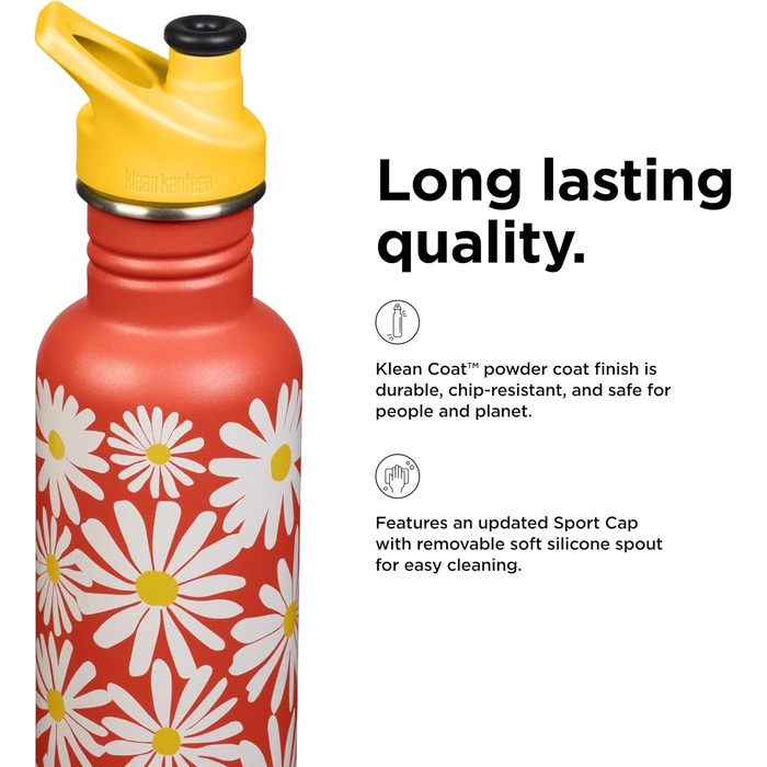 Пляшка для води Klean Kanteen Classic 800 мл, Daisy, сталева