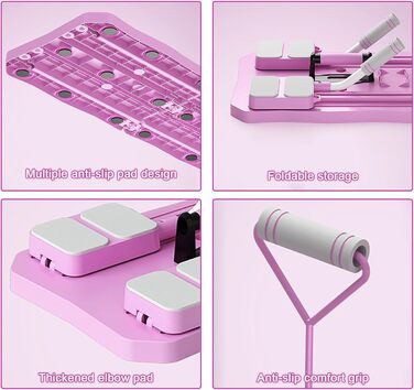 Дошка для пілатесу LCBDYLR, багатофункціональний тренажер Ab-Core, складна дошка-реформер для пілатесу для дому рожева