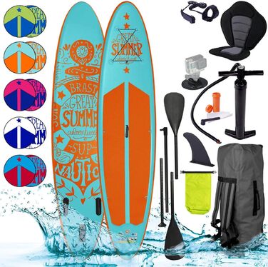 Надувна SUP дошка BRAST Summer 320x81x15 см, комплект з веслом, сидінням для каяка, камеротримачем, гарантія 5 років