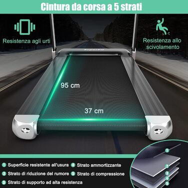 Бігова доріжка COSTWAY з додатком, 12 програм, LED, Bluetooth (сріблястий)