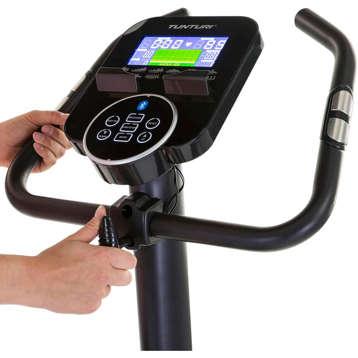 Велотренажер Tunturi FitCycle 50i/70i з LCD монітором Ергометр з додатком (Tunturi Routes & Zwift) Домашній тренажерний велосипед на 32 кроки, датчик серцевого ритму, вантажопідйомність 150 кг Tunturi Fitcycle 70i