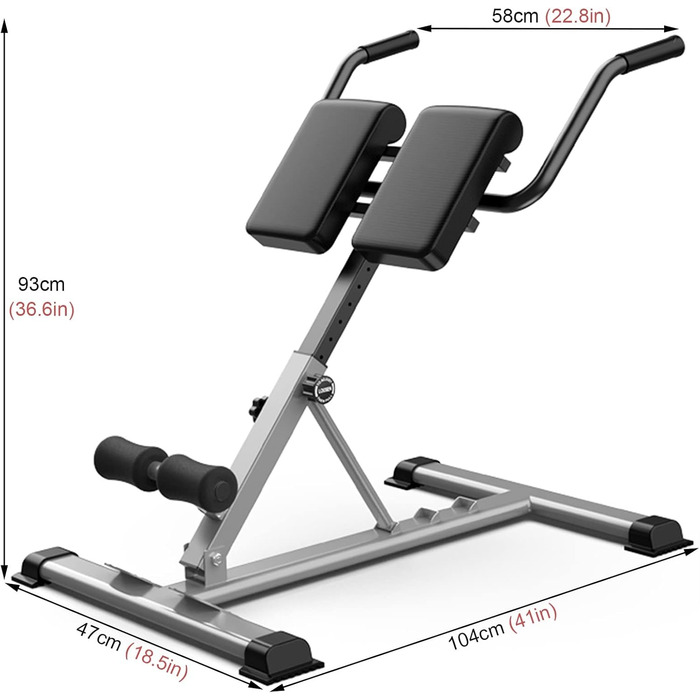 Багатофункціональний римський стілець, Лава для сидіння, Лава з обтяженнями, Тренажерний зал, Домашній Гіперекстензія Римський стілець, Силові тренування, Фітнес, Машина для спалювання жиру (чорний)