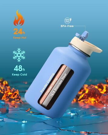 Пляшка для води Coolflask 2 л, шкіряний чохол, 48 годин холод, Polar Black