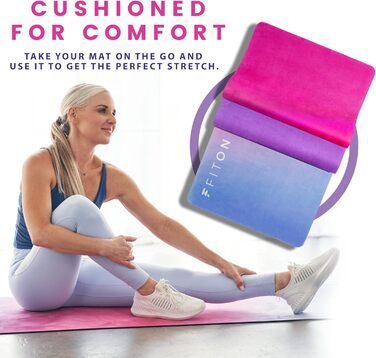 Килимок для вправ, скульптурні стрічки опору Пляшка для води - Completete Yoga Kit для початківців - Вдома Обладнання для жіночих тренувань - Набори для йоги для початківців (літній захід сонця)