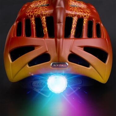 Дитячий велосипедний шолом з LED-світлом 3D динозавр для хлопчиків і дівчаток 3-8 років, регульований, дихаючий, для велосипеда, скейтборда, самоката