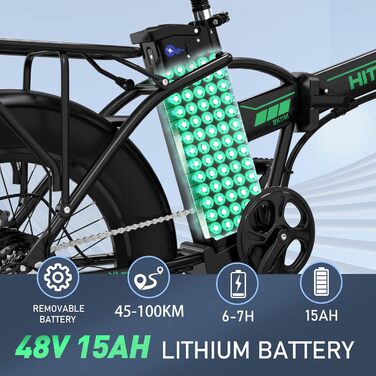 Велосипед HITWAY E-Bike 20 товсті шини, акум. 36/48В, запас 35-100 км, 7 передач