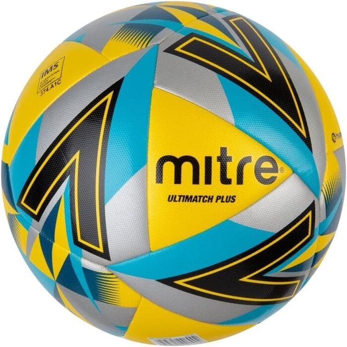 Футбольний м'яч Mitre Ultimatch, розмір 5, біло-синій, підвищена зносостійкість, покращений контроль та точність