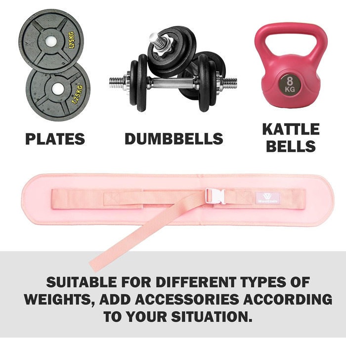 Пояс тяги стегнами WOOTMIN, повністю оновлений ремінь для тяги стегнами для Hantells, більш зручний ремінь для тяги стегнами, ремінь для тяги стегнами для домашнього тренажерного залу з більш широкими та довгими протиковзкими накладками (троянда)