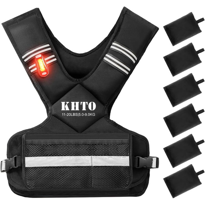 Універсальна обтяжена жилетка KHTO з відбиваючими смугами для чоловіків і жінок, регульована вага 4-10 кг для фітнесу, кардіо та силових тренувань