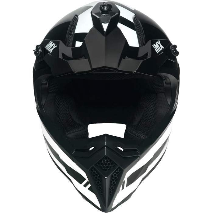 Мотошолом FMX-02 для бездоріжжя, 2 розміри, чорний/білий, знімні щоки, регульований козирок, знімний внутрішній підклад, S